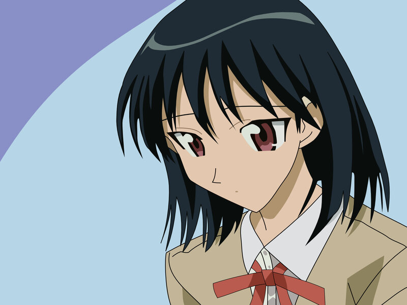 Anime Girl with Black Hair — Blue, Neutral, School Uniform