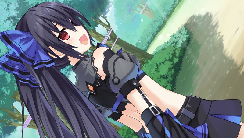 Anime Girl with Black Hair — Blue, Playful, Afternoon
