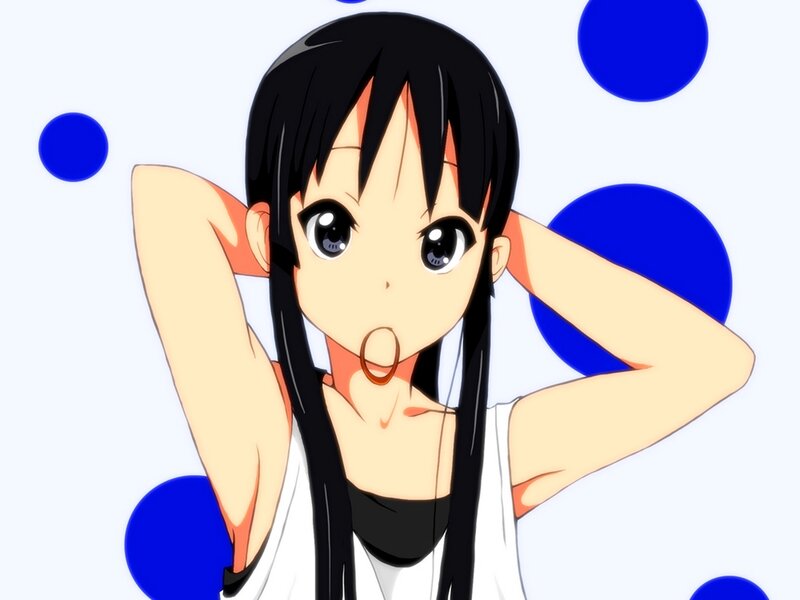 Anime Girl with Black Hair — Blue, Playful