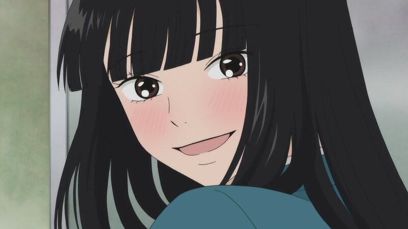 Anime Girl with Black Hair — Cheerful, Blush