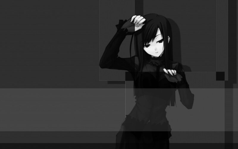 Anime Girl with Black Hair — Dramatic, Black Dress