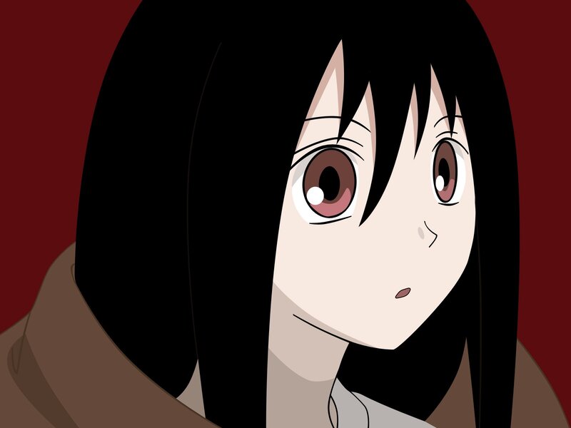 Anime Girl with Black Hair — Dramatic, Black Hair, Brown Eyes