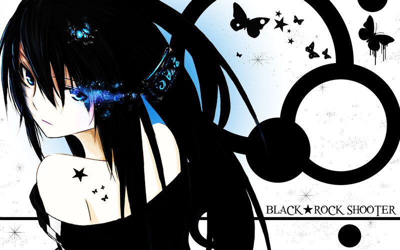 Anime Girl with Black Hair — Dramatic, Digital Art, Butterflies