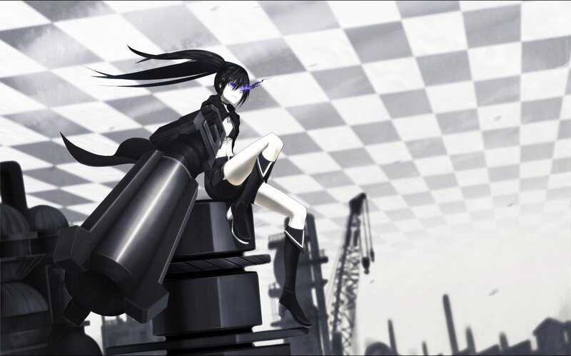 Anime Girl with Black Hair — Dramatic, Digital Art, Gun