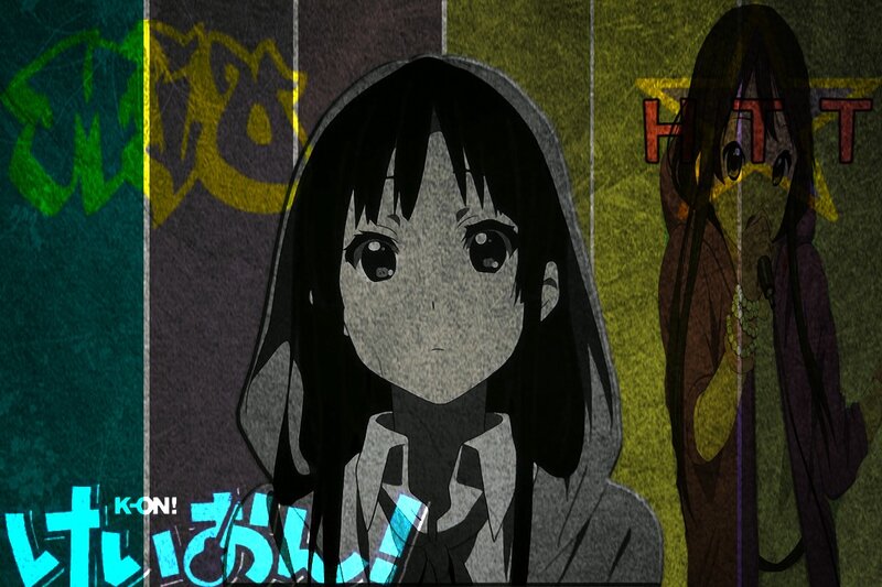 Anime Girl with Black Hair — Dramatic, Graffiti