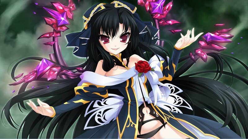 Anime Girl with Black Hair — Dramatic, Rose