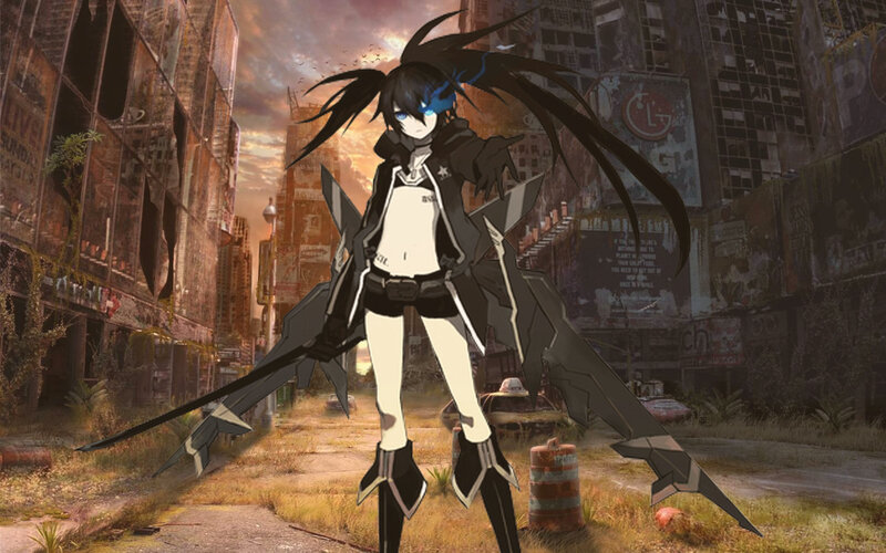 Anime Girl with Black Hair — Dramatic, Sunset