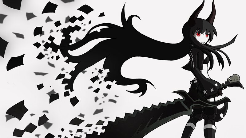 Anime Girl with Black Hair — Dramatic, Sword