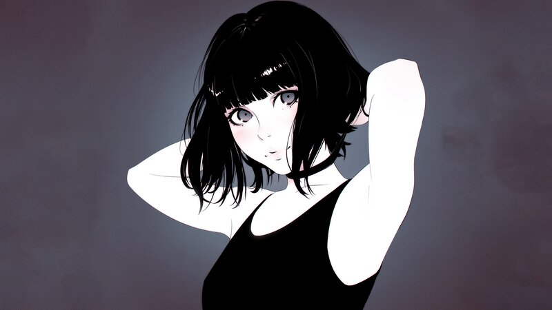 Anime Girl with Black Hair — Neutral, Manga
