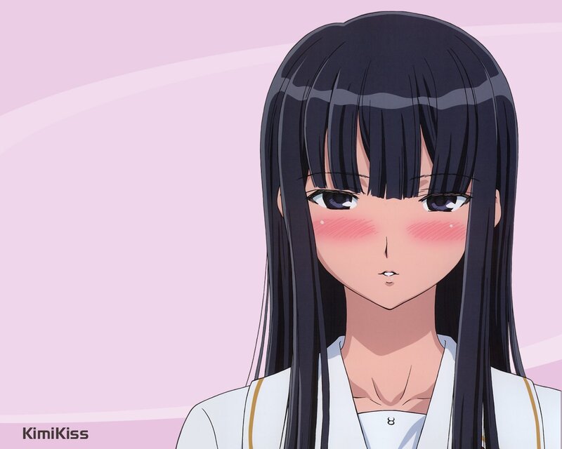 Anime Girl with Black Hair — Pink, Calm, Blush
