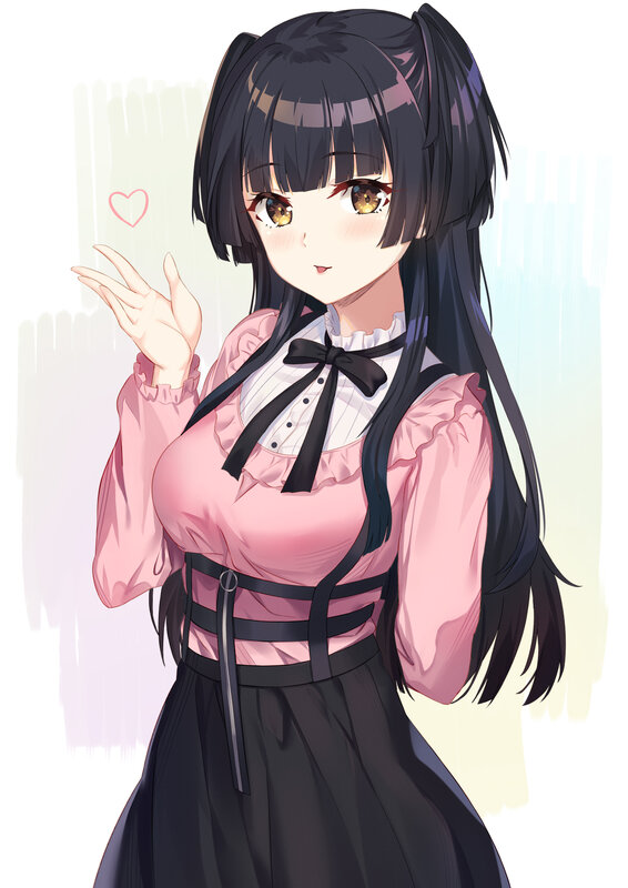 Anime Girl with Black Hair — Pink, Playful