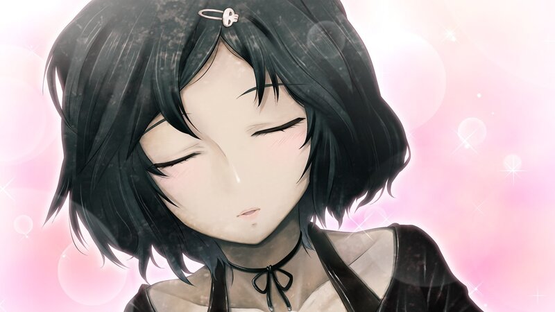 Anime Girl with Black Hair — Pink