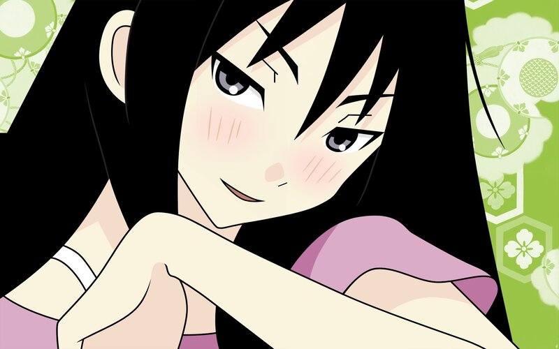 Anime Girl with Black Hair — Playful, Pink Top