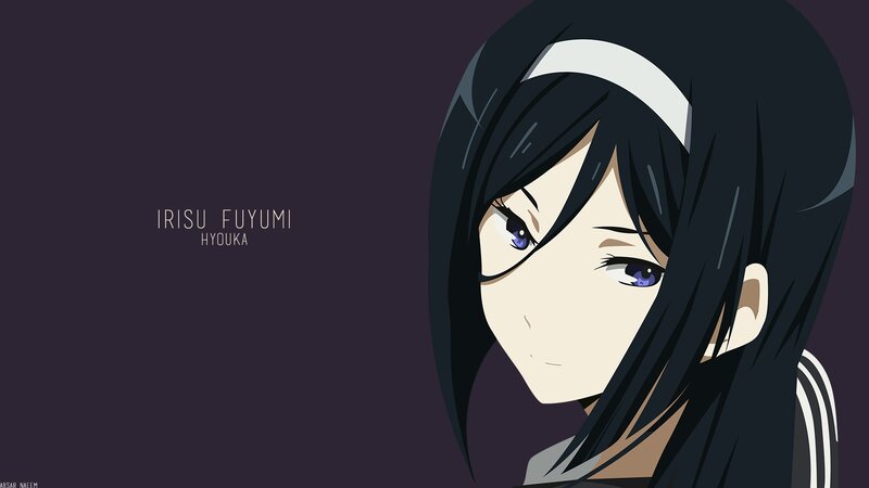 Anime Girl with Black Hair — Purple, Calm