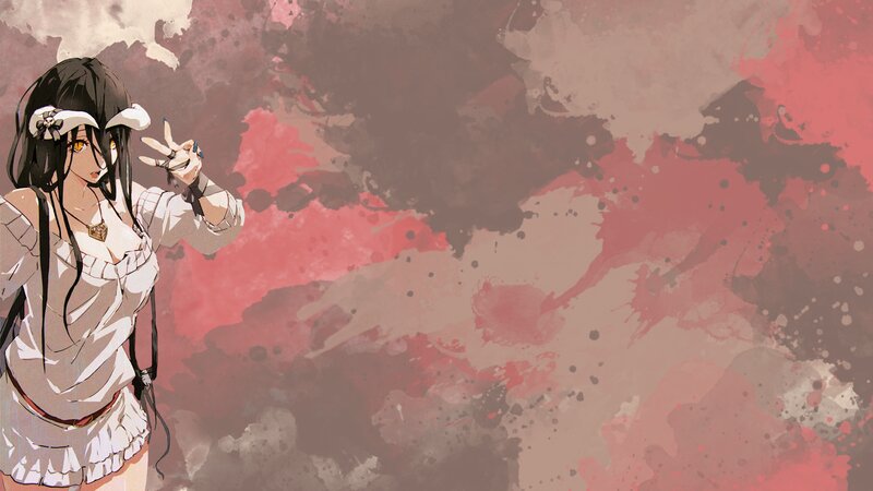 Anime Girl with Black Hair — Red, Dramatic, White Dress