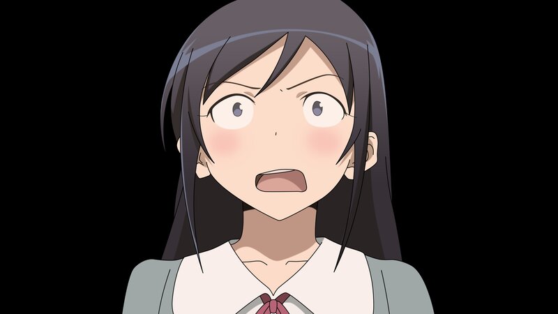Anime Girl with Black Hair — Surprised, School Uniform