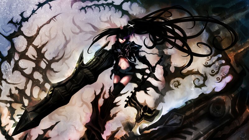 Anime Girl with Black Sword — Dramatic, Digital Art