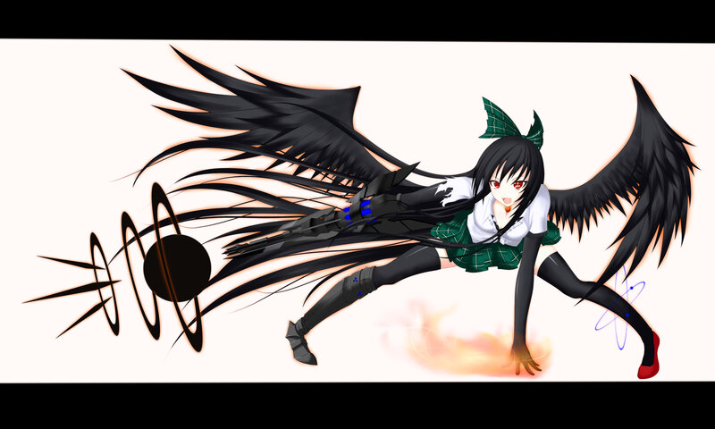 anime girl with black wings