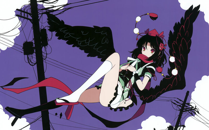 Anime girl with black wings