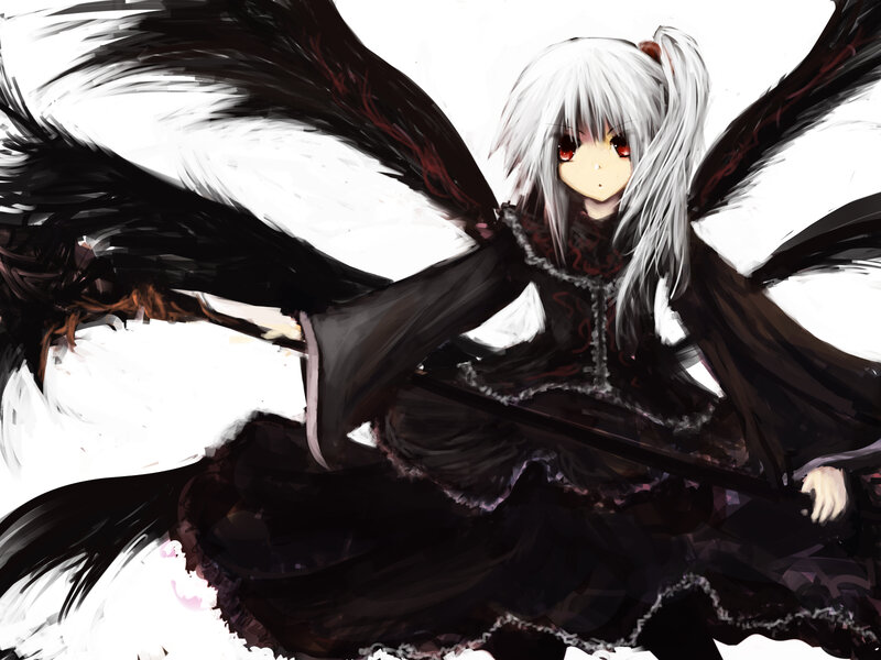 anime girl with black wings