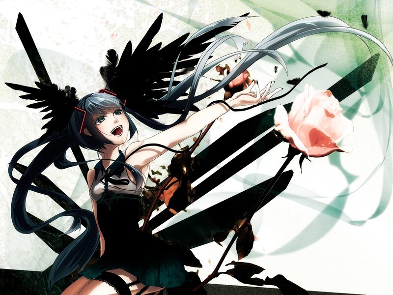 anime girl with black wings