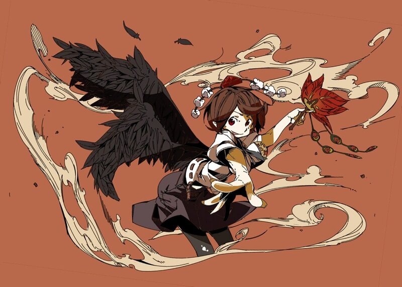anime girl with black wings