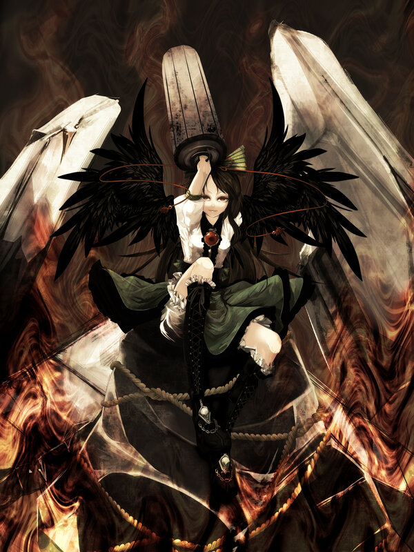 Anime girl with black wings