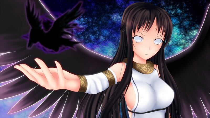Anime girl with black wings