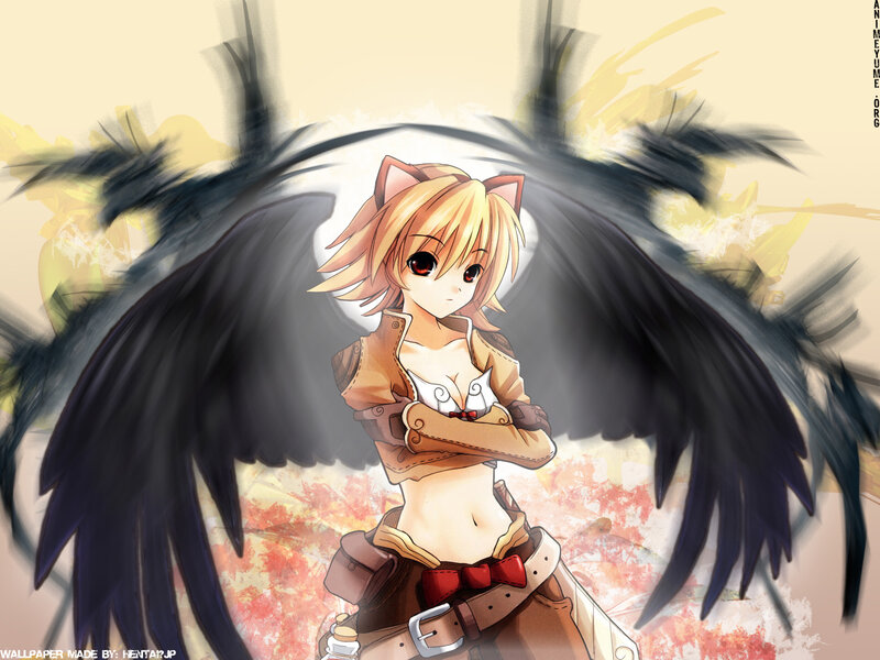 anime girl with black wings