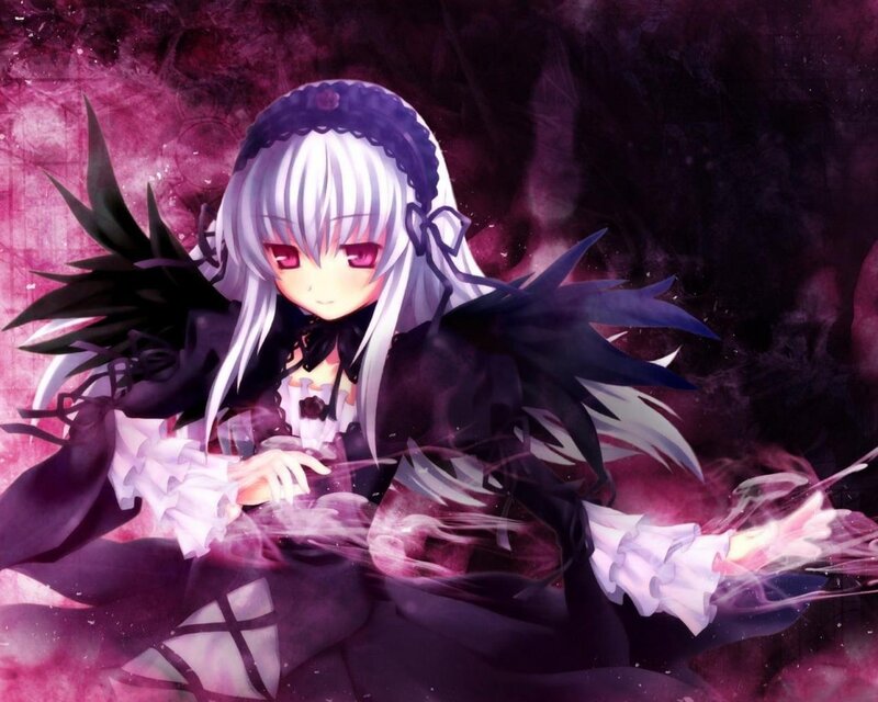 Anime girl with black wings
