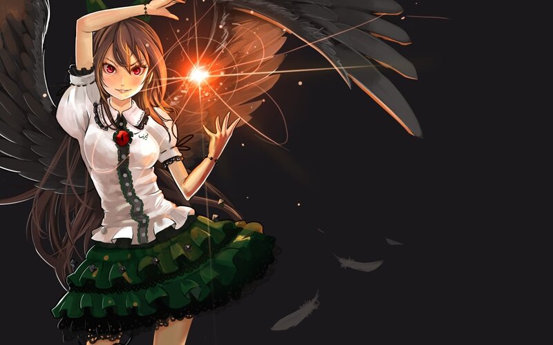 anime girl with black wings