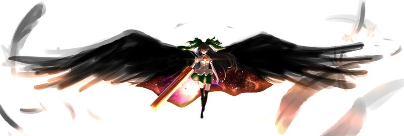 Anime girl with black wings
