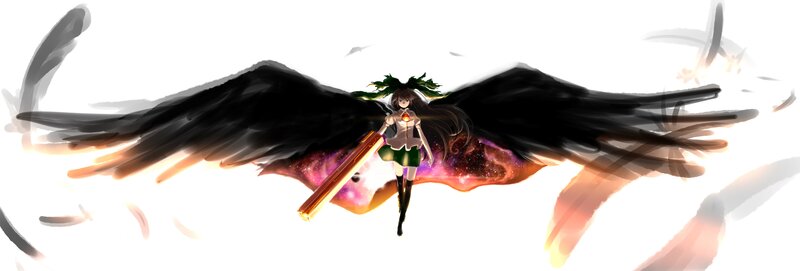 anime girl with black wings