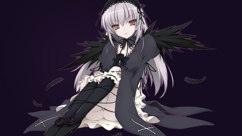 anime girl with black wings