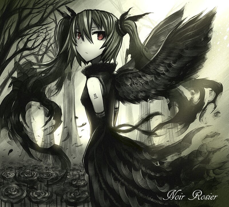Anime girl with black wings