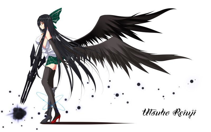 Anime girl with black wings