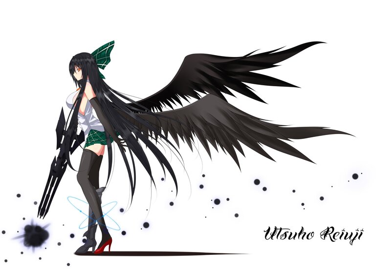 Anime girl with black wings