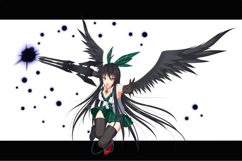 anime girl with black wings