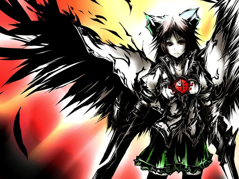 anime girl with black wings