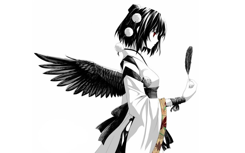 anime girl with black wings