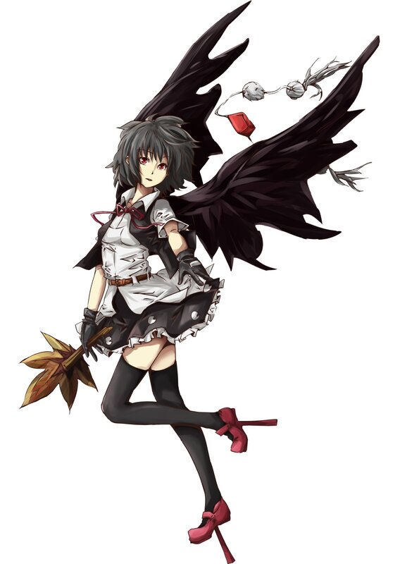 anime girl with black wings