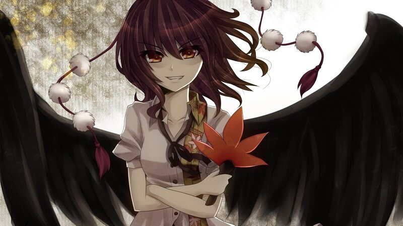 anime girl with black wings