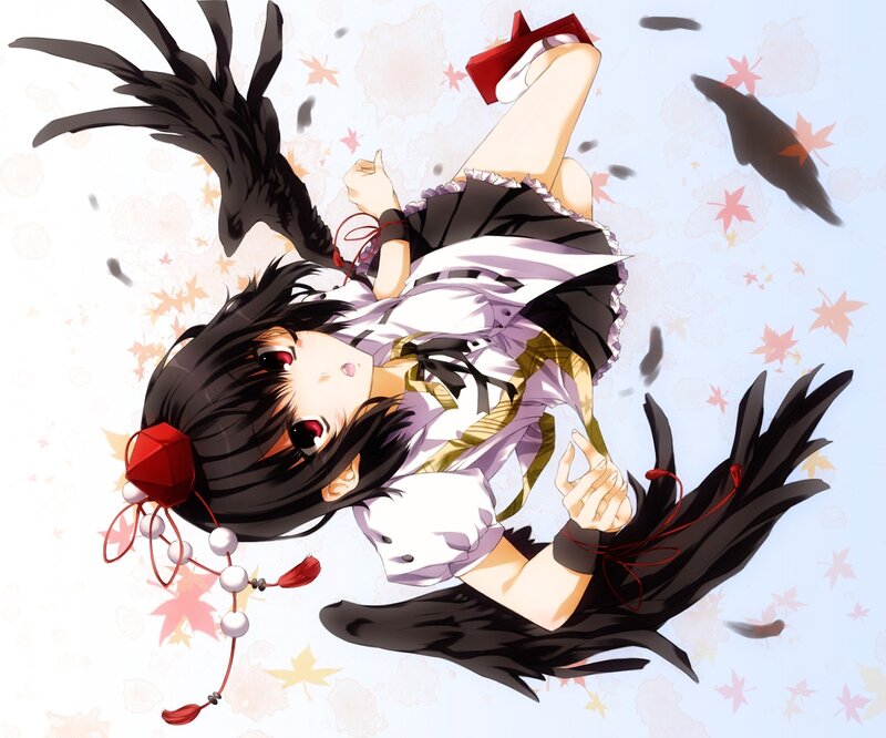 anime girl with black wings