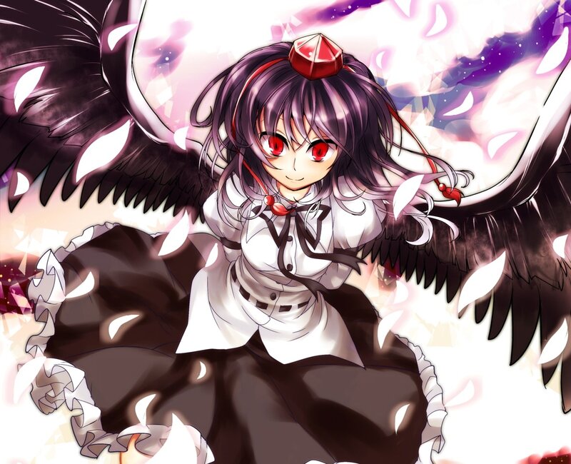 anime girl with black wings