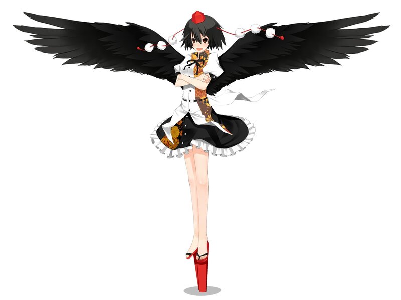 anime girl with black wings
