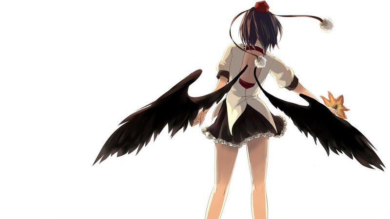 anime girl with black wings