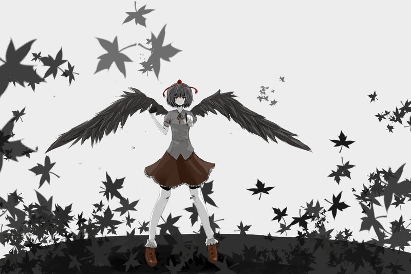 anime girl with black wings