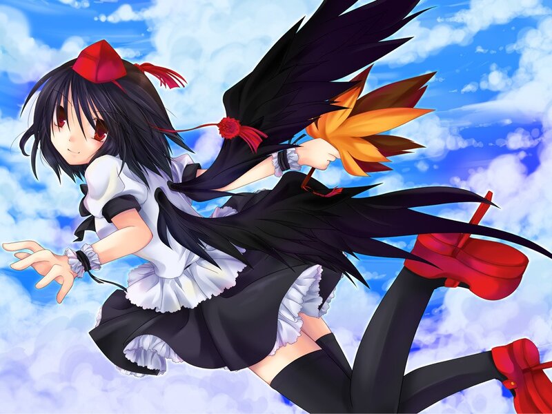 anime girl with black wings
