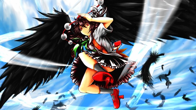 Anime girl with black wings