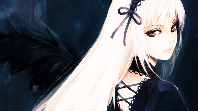 anime girl with black wings